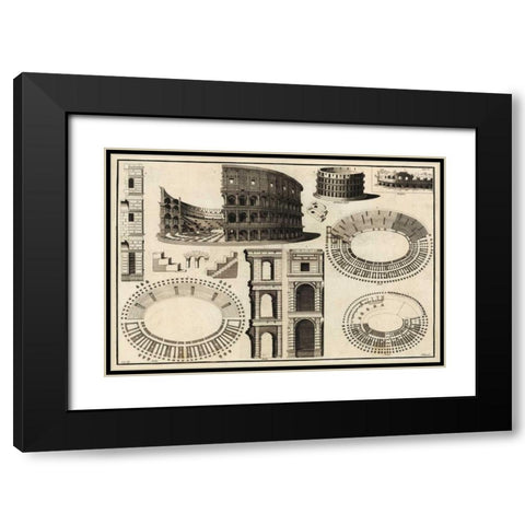 Diagram of the Colosseum Black Modern Wood Framed Art Print with Double Matting by Unknown