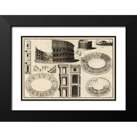 Diagram of the Colosseum Black Modern Wood Framed Art Print with Double Matting by Unknown