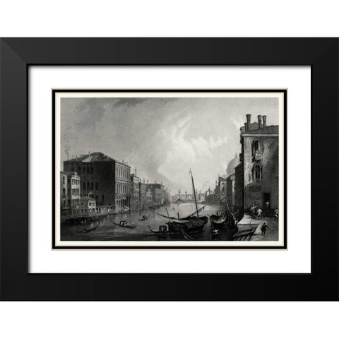 Antique View of Venice Black Modern Wood Framed Art Print with Double Matting by Unknown