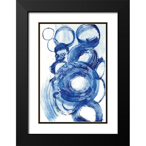 Blue Circle Study II Black Modern Wood Framed Art Print with Double Matting by Fuchs, Jodi