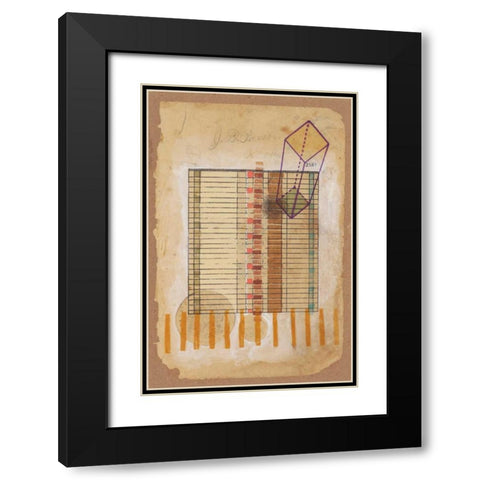 Grid and Parallelogram Black Modern Wood Framed Art Print with Double Matting by Galapon, Nikki