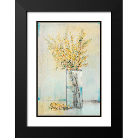 Yellow Spray in Vase I Black Modern Wood Framed Art Print with Double Matting by OToole, Tim