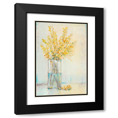 Yellow Spray in Vase II Black Modern Wood Framed Art Print with Double Matting by OToole, Tim