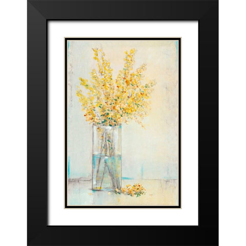 Yellow Spray in Vase II Black Modern Wood Framed Art Print with Double Matting by OToole, Tim