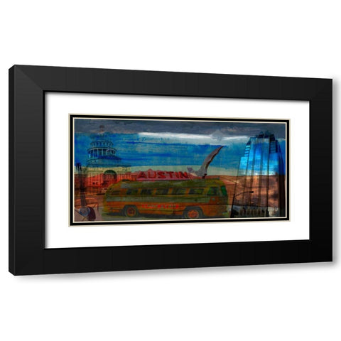 Austin Bus Black Modern Wood Framed Art Print with Double Matting by Jasper, Sisa