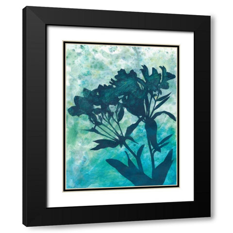Indigo Floral Silhouette II Black Modern Wood Framed Art Print with Double Matting by Meagher, Megan