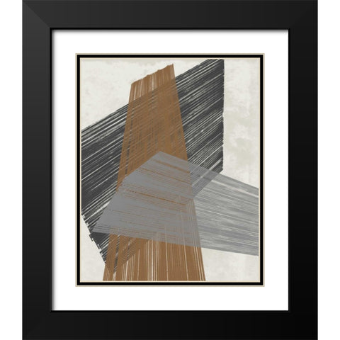 Triangle Stripes II Black Modern Wood Framed Art Print with Double Matting by Goldberger, Jennifer