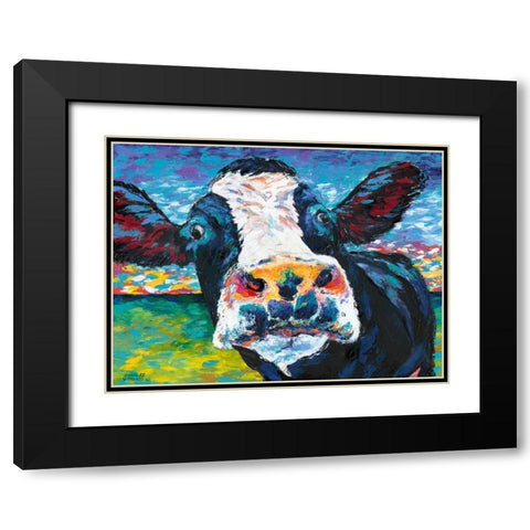 Curious Cow II Black Modern Wood Framed Art Print with Double Matting by Vitaletti, Carolee