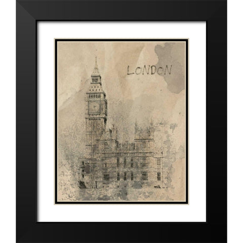 Remembering London Black Modern Wood Framed Art Print with Double Matting by Orlov, Irena