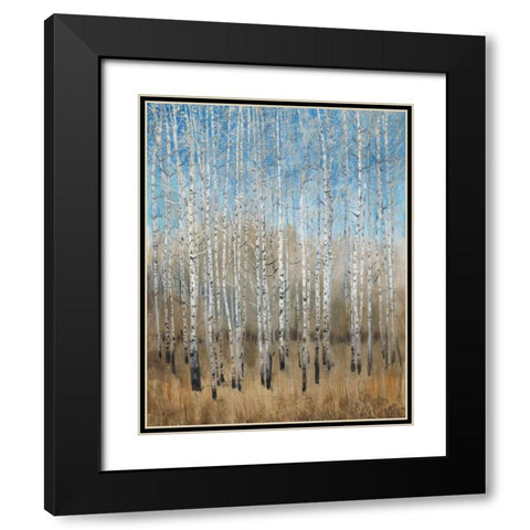 Dusty Blue Birches II Black Modern Wood Framed Art Print with Double Matting by OToole, Tim