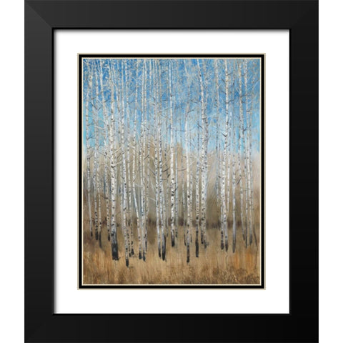 Dusty Blue Birches II Black Modern Wood Framed Art Print with Double Matting by OToole, Tim
