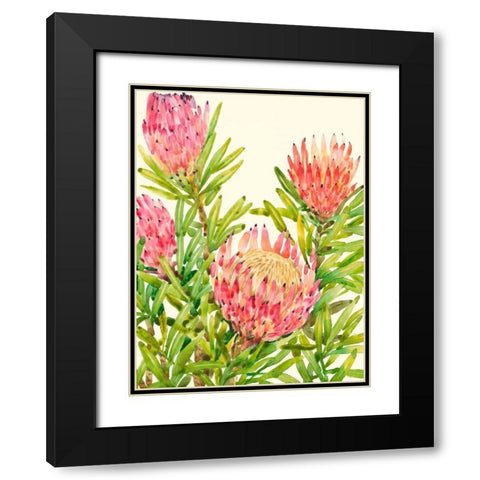 Watercolor Tropical Flowers II Black Modern Wood Framed Art Print with Double Matting by OToole, Tim