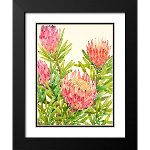 Watercolor Tropical Flowers II Black Modern Wood Framed Art Print with Double Matting by OToole, Tim