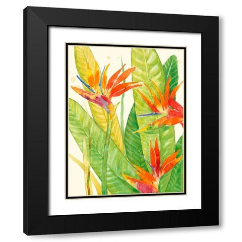 Watercolor Tropical Flowers III Black Modern Wood Framed Art Print with Double Matting by OToole, Tim