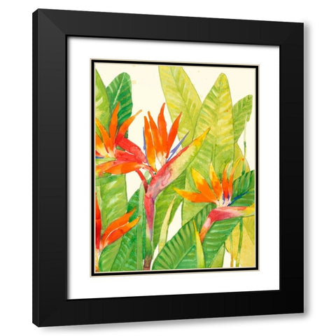Watercolor Tropical Flowers IV Black Modern Wood Framed Art Print with Double Matting by OToole, Tim