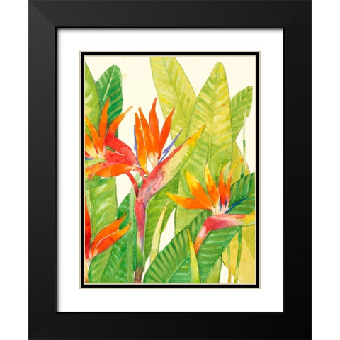 Watercolor Tropical Flowers IV Black Modern Wood Framed Art Print with Double Matting by OToole, Tim