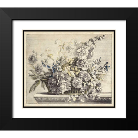 Vintage Basket of Flowers II Black Modern Wood Framed Art Print with Double Matting by Baptiste, Giovanni