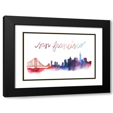 World Cities Skyline I Black Modern Wood Framed Art Print with Double Matting by Popp, Grace
