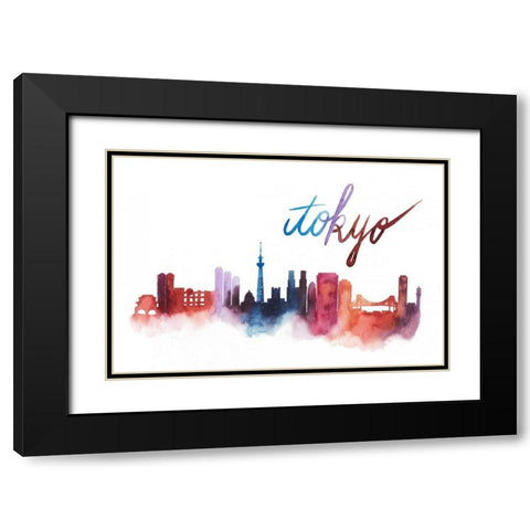 World Cities Skyline II Black Modern Wood Framed Art Print with Double Matting by Popp, Grace