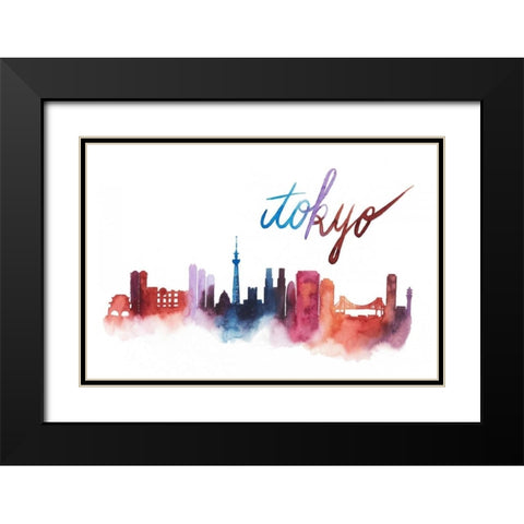 World Cities Skyline II Black Modern Wood Framed Art Print with Double Matting by Popp, Grace