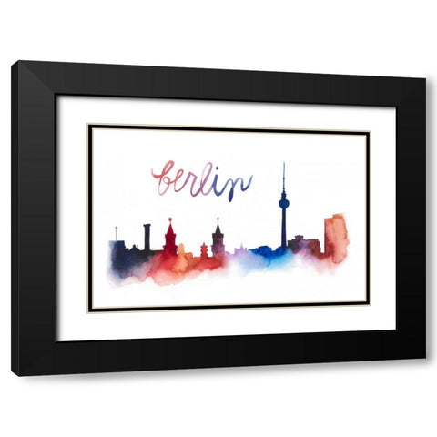 World Cities Skyline IV Black Modern Wood Framed Art Print with Double Matting by Popp, Grace
