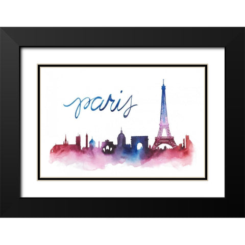 World Cities Skyline V Black Modern Wood Framed Art Print with Double Matting by Popp, Grace
