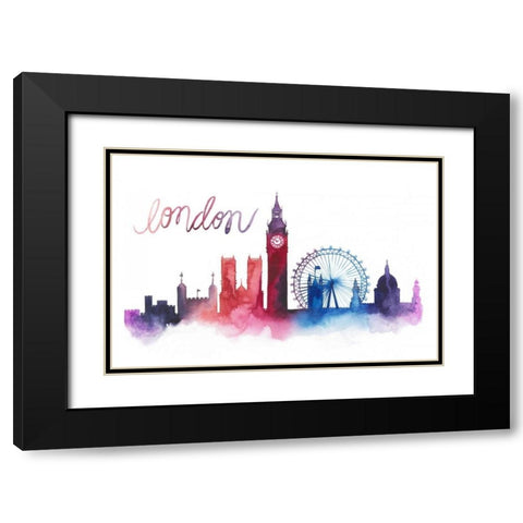 World Cities Skyline VI Black Modern Wood Framed Art Print with Double Matting by Popp, Grace