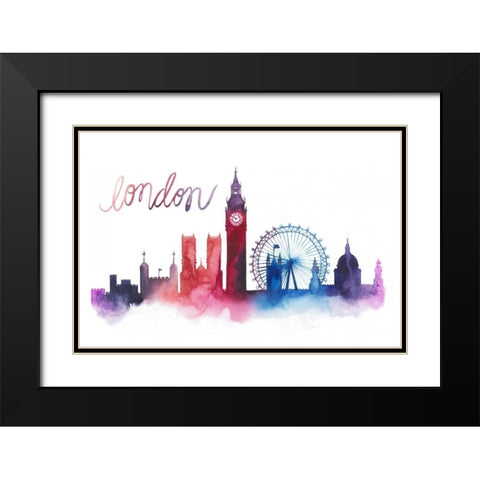 World Cities Skyline VI Black Modern Wood Framed Art Print with Double Matting by Popp, Grace