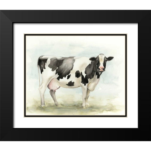 Watercolor Cow I Black Modern Wood Framed Art Print with Double Matting by Popp, Grace