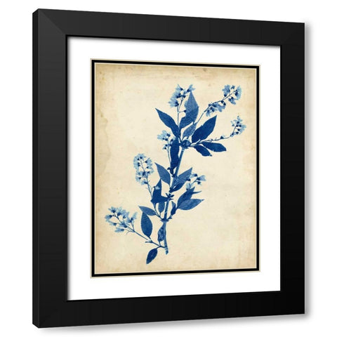 Indigo Leaf Study I Black Modern Wood Framed Art Print with Double Matting by Vision Studio