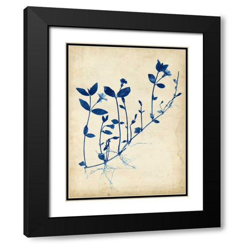 Indigo Leaf Study II Black Modern Wood Framed Art Print with Double Matting by Vision Studio