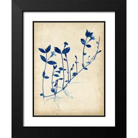 Indigo Leaf Study II Black Modern Wood Framed Art Print with Double Matting by Vision Studio