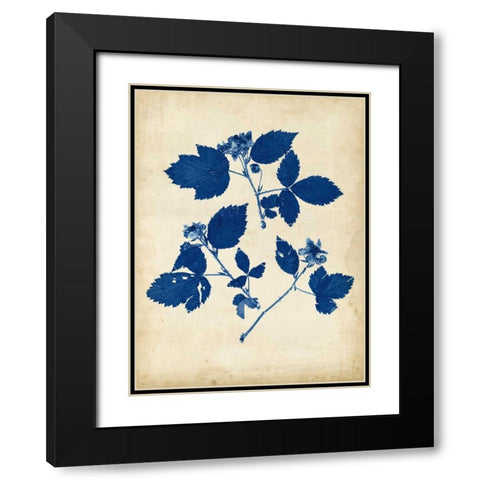 Indigo Leaf Study VI Black Modern Wood Framed Art Print with Double Matting by Vision Studio