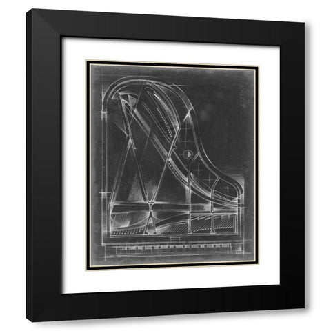 Grand Piano Diagram Black Modern Wood Framed Art Print with Double Matting by Harper, Ethan