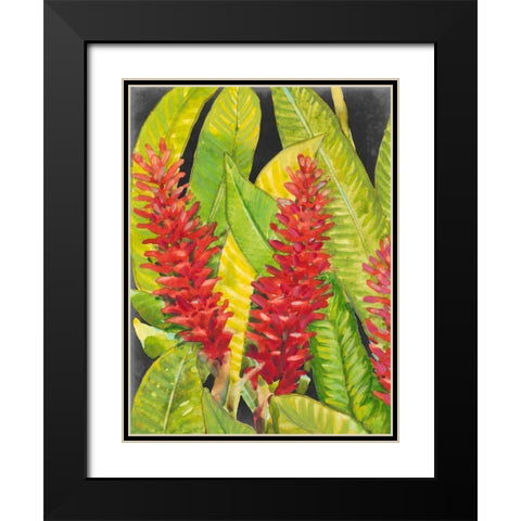 Red Tropical Flowers I Black Modern Wood Framed Art Print with Double Matting by OToole, Tim