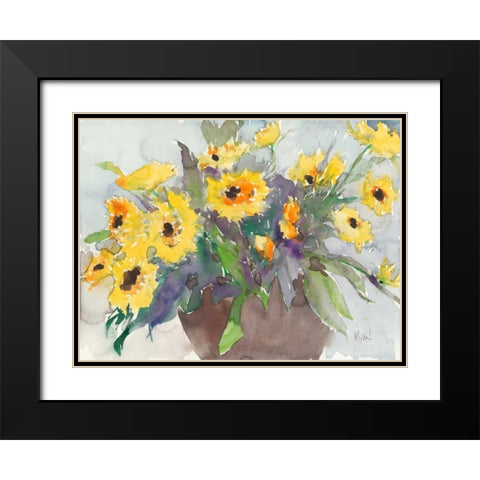 Something Floral V Black Modern Wood Framed Art Print with Double Matting by Dixon, Samuel