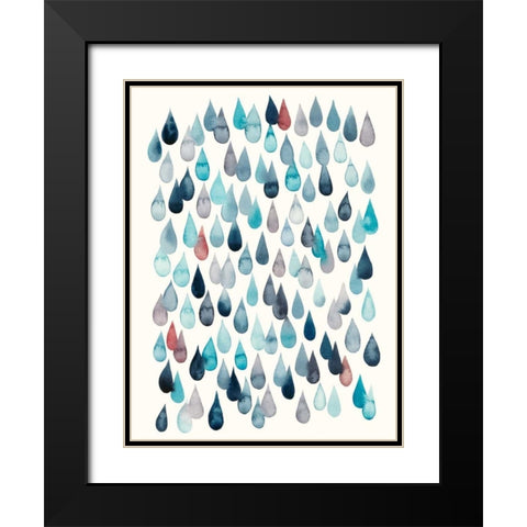 Watercolor Drops II Black Modern Wood Framed Art Print with Double Matting by Popp, Grace
