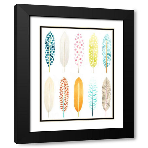 Feather Patterns II Black Modern Wood Framed Art Print with Double Matting by Vess, June Erica