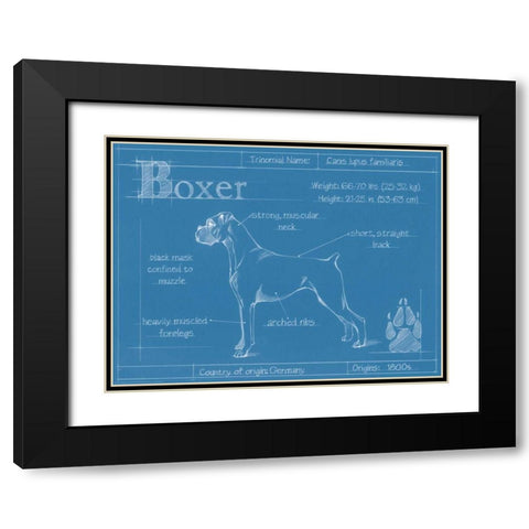 Blueprint Boxer Black Modern Wood Framed Art Print with Double Matting by Harper, Ethan