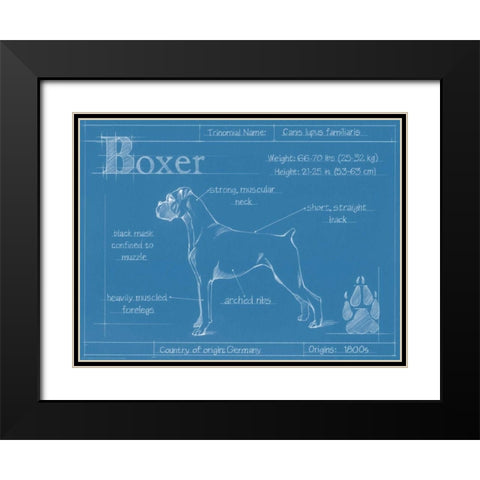 Blueprint Boxer Black Modern Wood Framed Art Print with Double Matting by Harper, Ethan