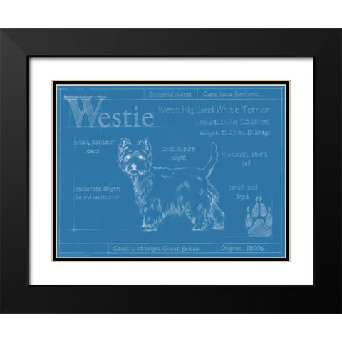 Blueprint Westie Black Modern Wood Framed Art Print with Double Matting by Harper, Ethan