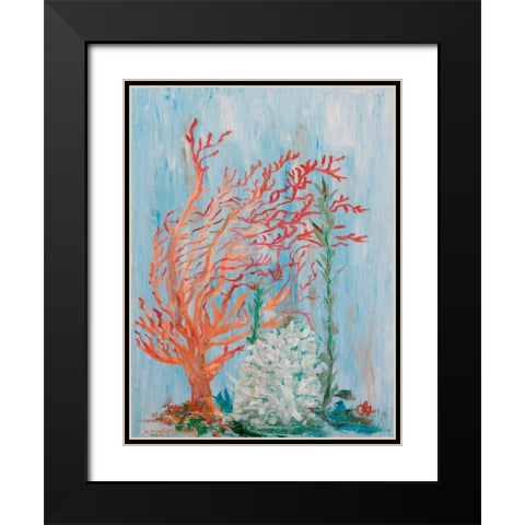 Painterly Coral I Black Modern Wood Framed Art Print with Double Matting by Brewington, Olivia