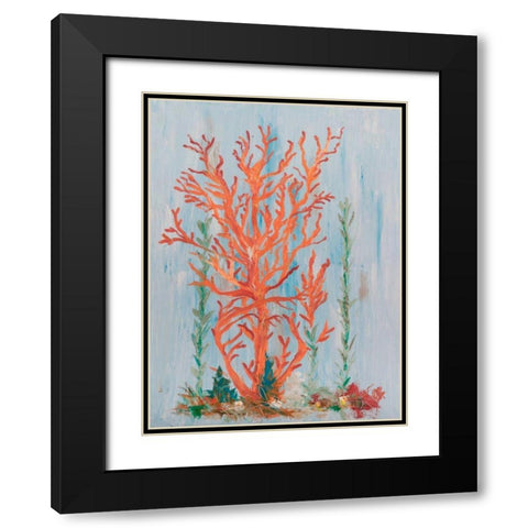 Painterly Coral II Black Modern Wood Framed Art Print with Double Matting by Brewington, Olivia