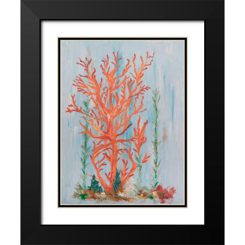 Painterly Coral II Black Modern Wood Framed Art Print with Double Matting by Brewington, Olivia