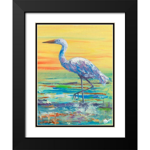 Egret Sunset II Black Modern Wood Framed Art Print with Double Matting by Brewington, Olivia