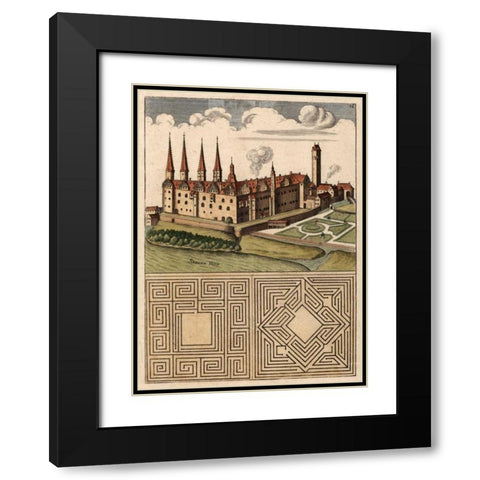 Castle and Maze I Black Modern Wood Framed Art Print with Double Matting by Unknown