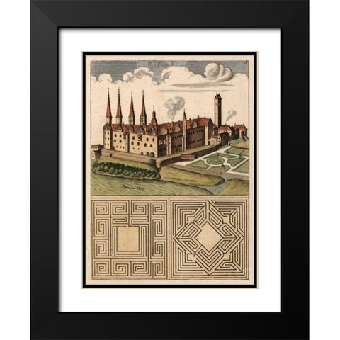 Castle and Maze I Black Modern Wood Framed Art Print with Double Matting by Unknown