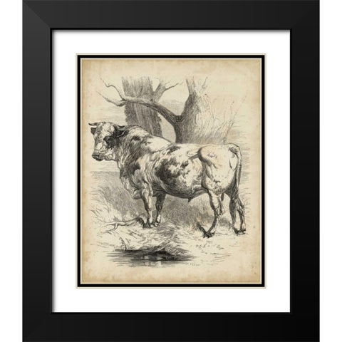 Pastoral Sketch II Black Modern Wood Framed Art Print with Double Matting by Unknown