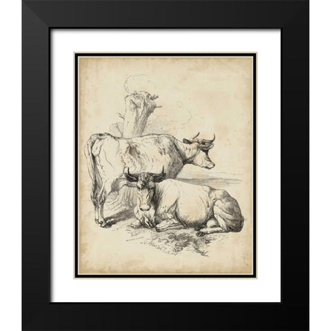 Pastoral Sketch III Black Modern Wood Framed Art Print with Double Matting by Unknown