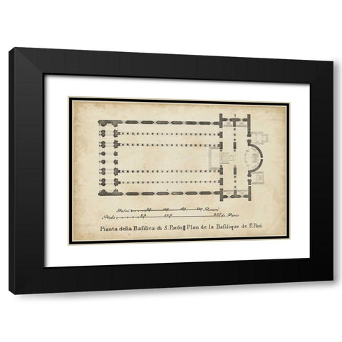 Plan for the Basilica at St. Pauls Black Modern Wood Framed Art Print with Double Matting by Unknown